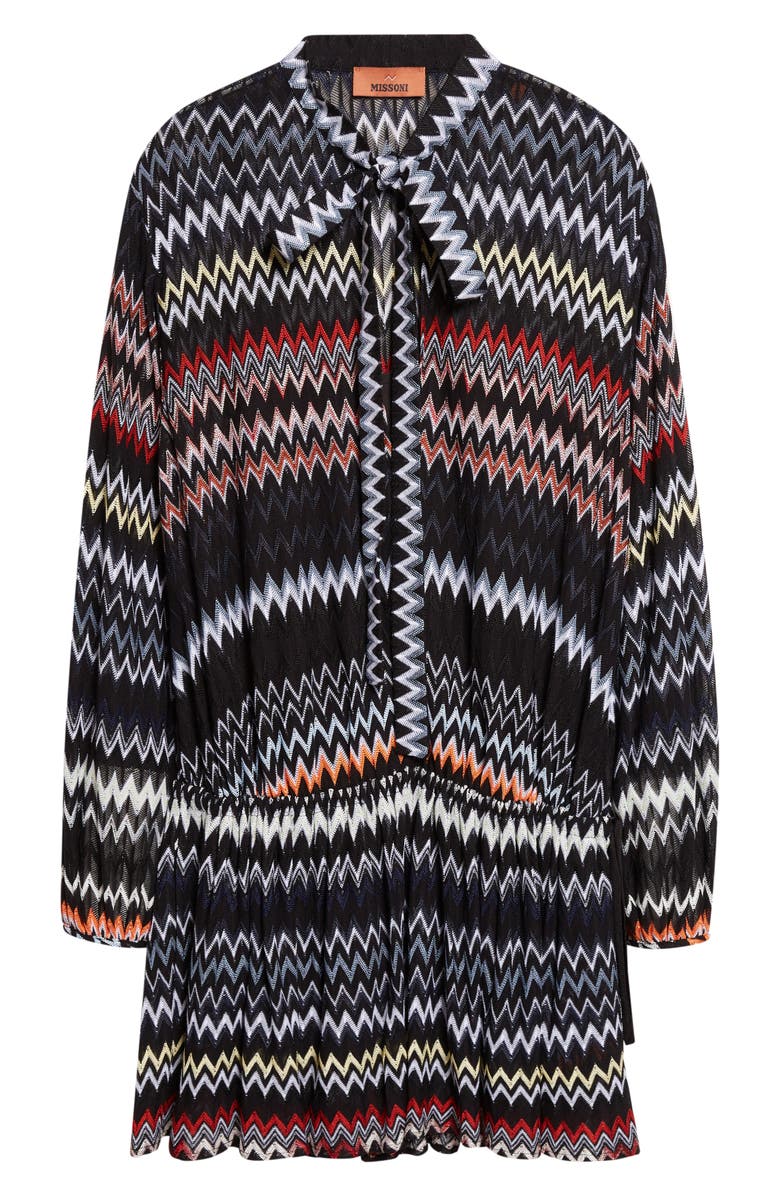 Missoni Long Sleeve Zigzag Knit Minidress, Alternate, color, Multicolor W Black Bs