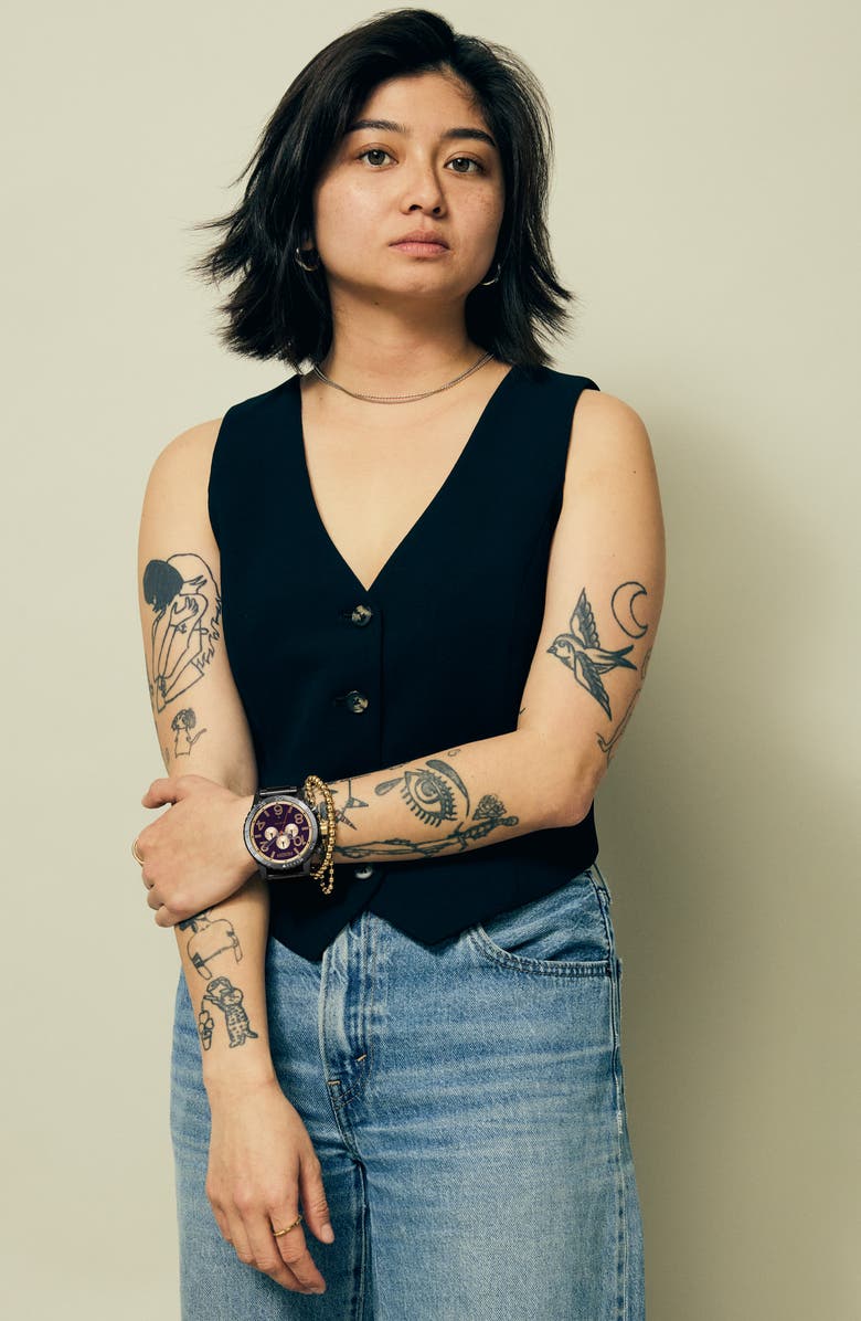 Nixon 'The 51-30 Chrono' Watch, 51mm, Alternate, color, Gunmetal / Blackberry / Gold