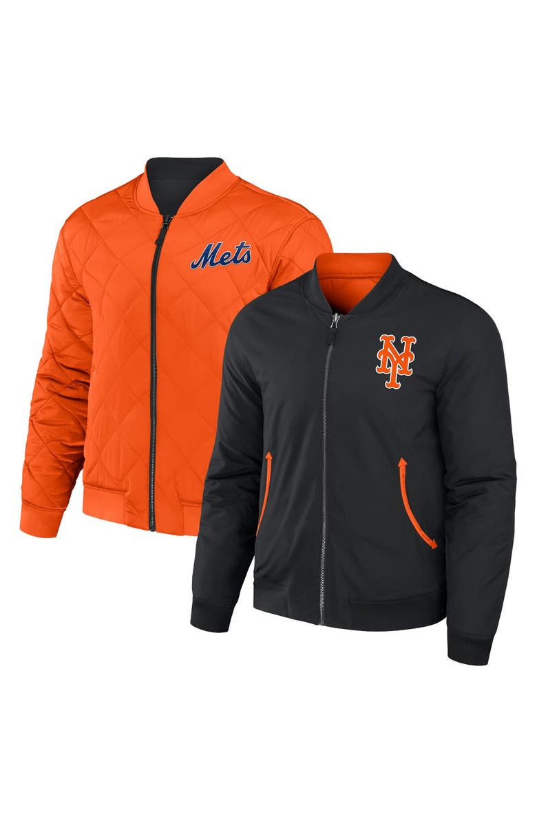 Darius Rucker Collection by Fanatics Men's Darius Rucker Collection by Fanatics Black/Orange New York Mets Reversible Full-Zip Bomber Jacket, Main, color, Black