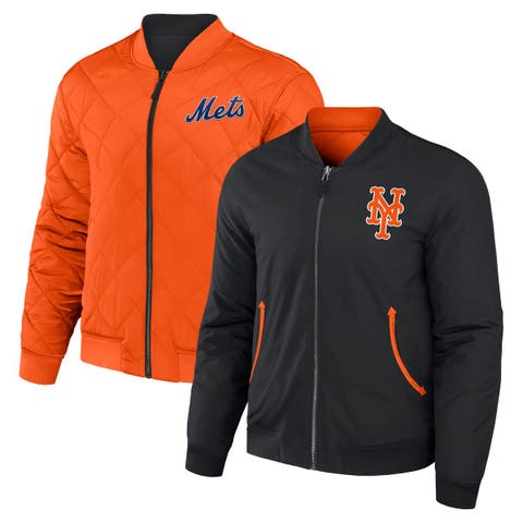 Men's Darius Rucker Collection by Fanatics Black/Orange New York Mets Reversible Full-Zip Bomber Jacket
