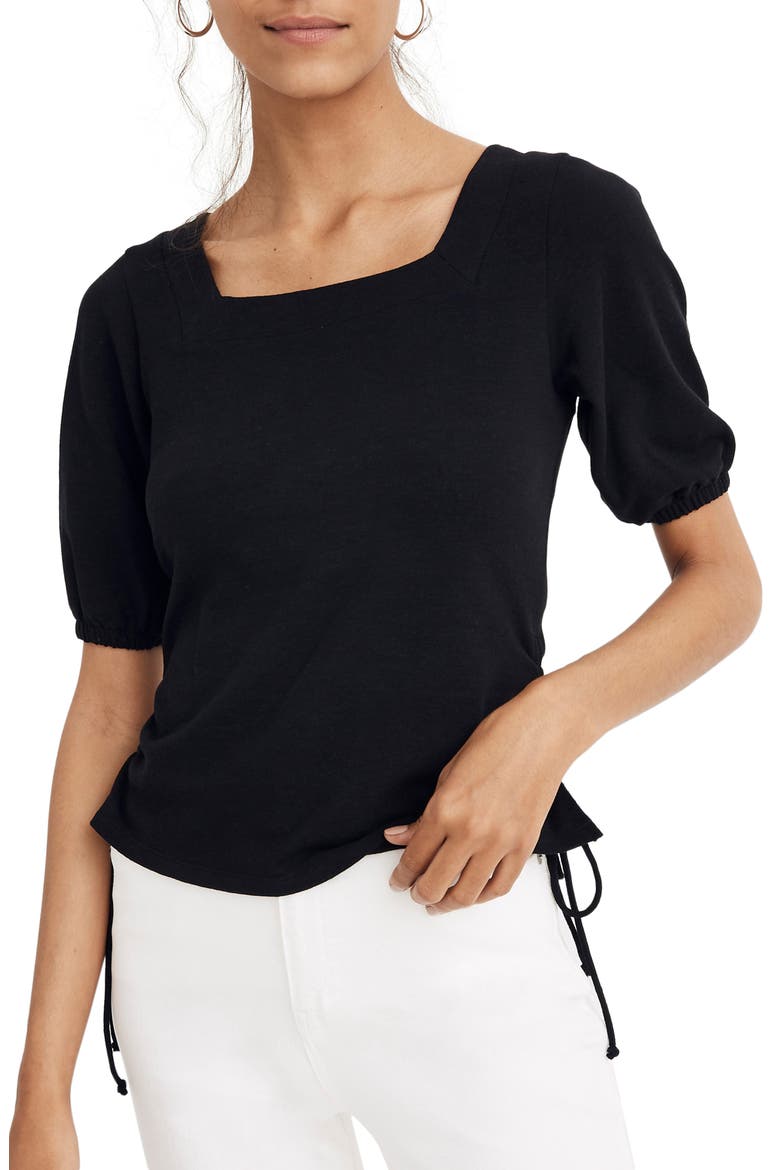Square Neck Cinch Top, Main, color, TRUE BLACK