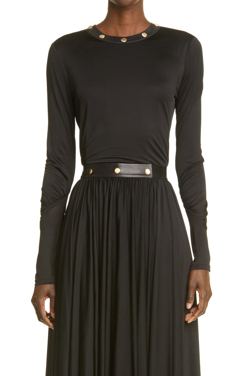 St. John Collection Ruched Long Sleeve Jersey Top, Main, color, 