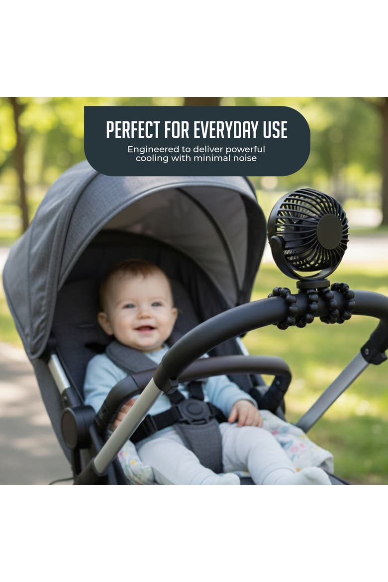 Portable Stroller Fan 3 Speed Rechargeable Flexible Tripod Clip-On Fan with Rotatable Design, Alternate, color, Black