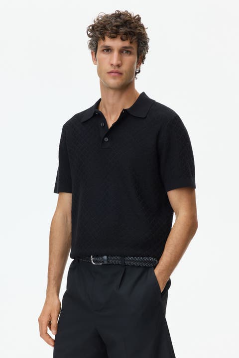 Slim-fit Textured-knit Polo Shirt