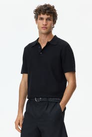 H&M Slim-fit Textured-knit Polo Shirt