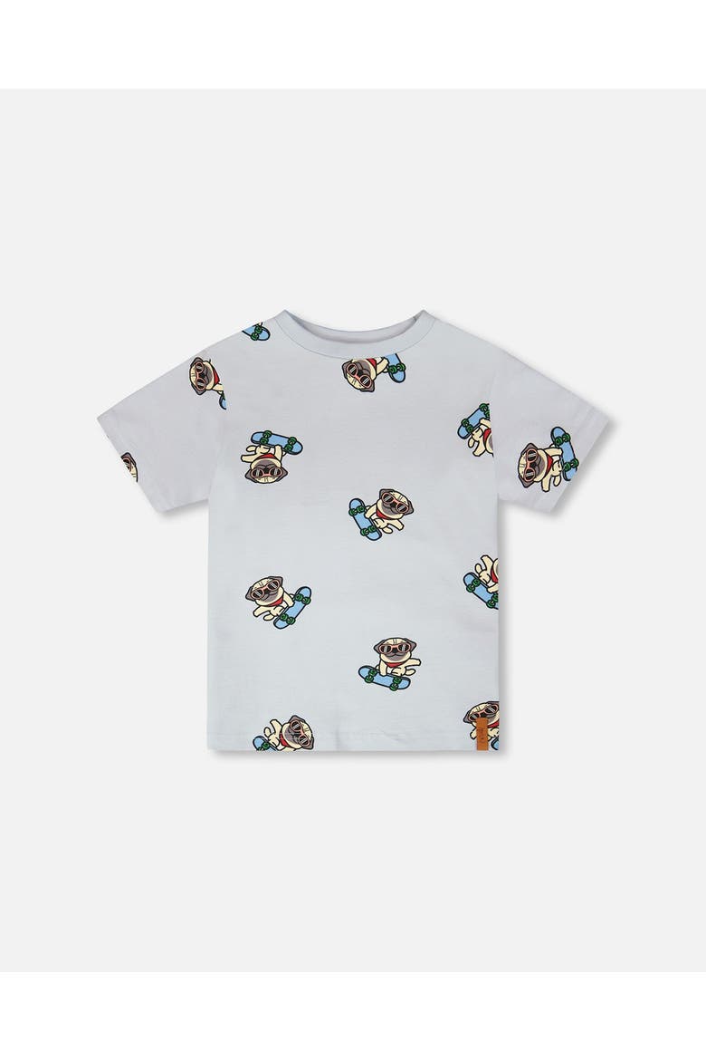 Organic Cotton Jersey Pug T-Shirt, Main, color, Blue Pug Print