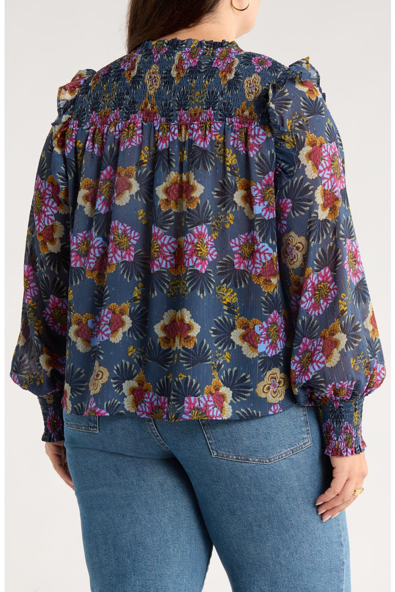 Floral Smocked Yoke Popover Top, Alternate, color, GREEN GABLES BLOOMING