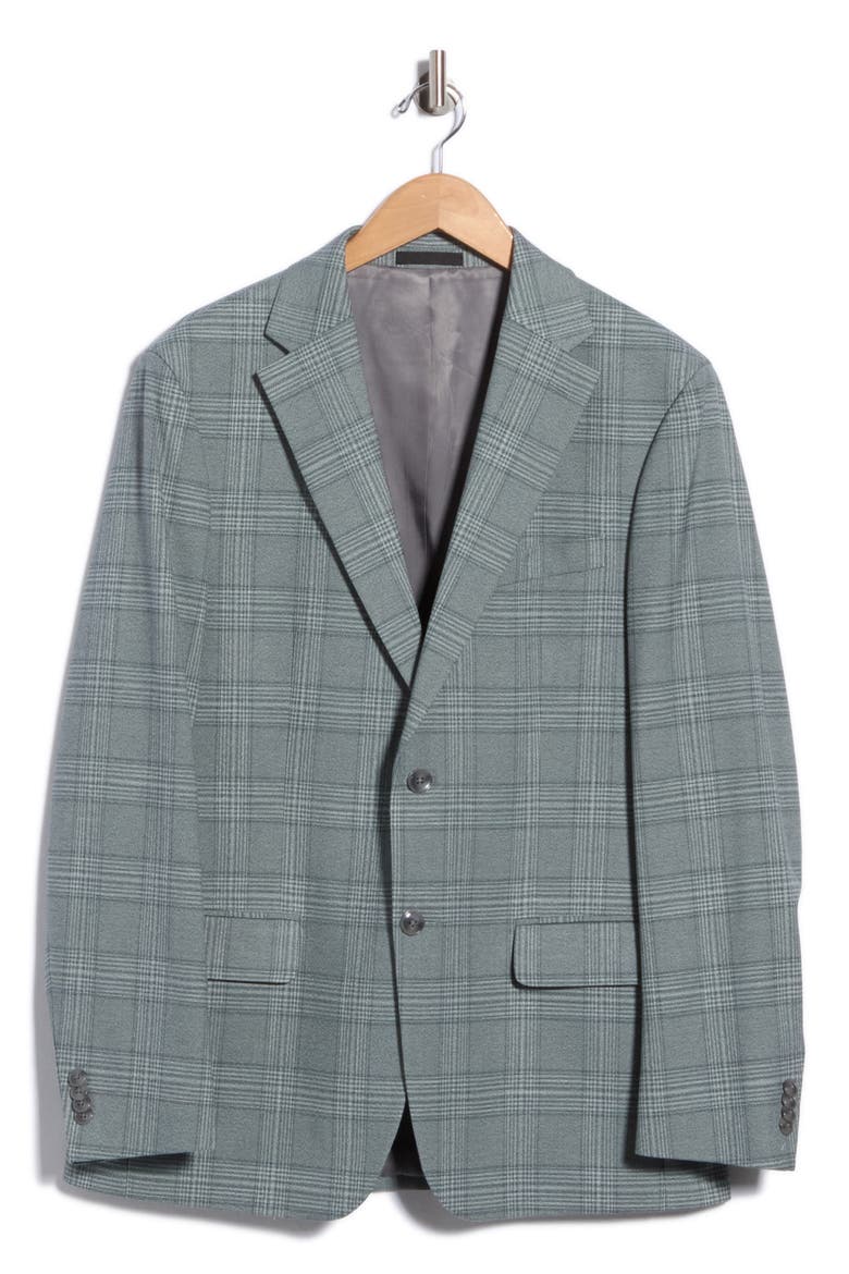 Plaid Sport Coat, Main, color, LIGHT GREEN PLAID