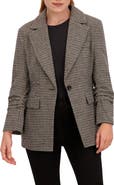 OL ITALIA Houndstooth Ruched Sleeve Blazer