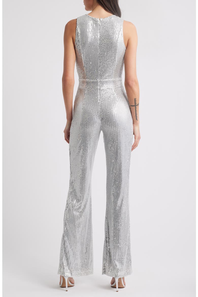 Sequin Straight Leg Jumpsuit, Alternate, color, SILVER