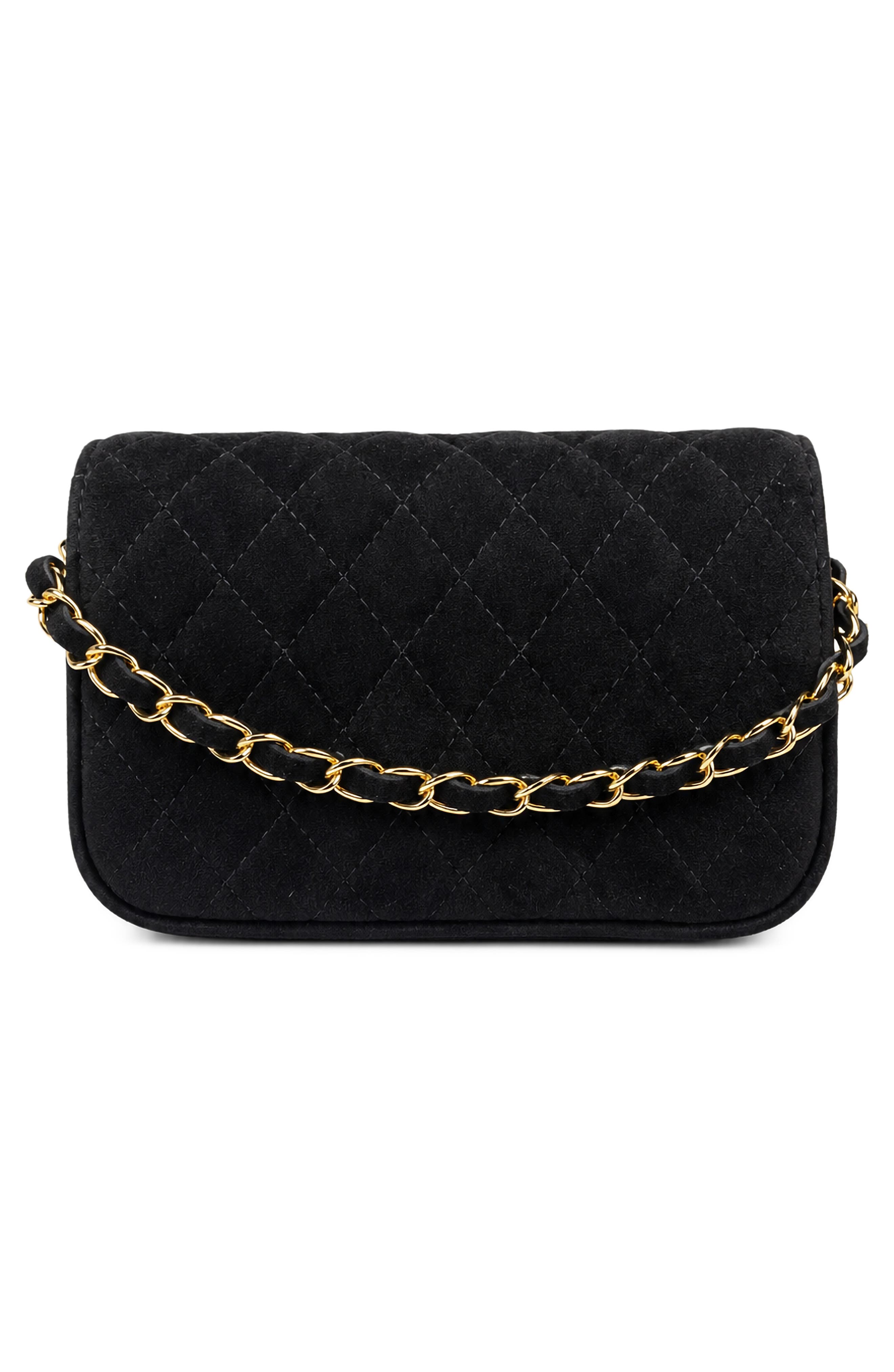 Lola Quilted Suede Crossbody Bag, Alternate, color, BLACK