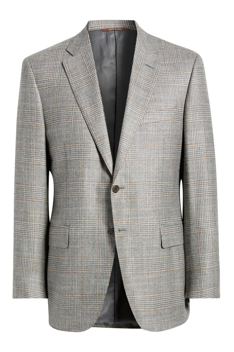 Siena Regular Fit Grey Glen Check Wool & Silk Blend Sport Coat, Alternate, color, GREY