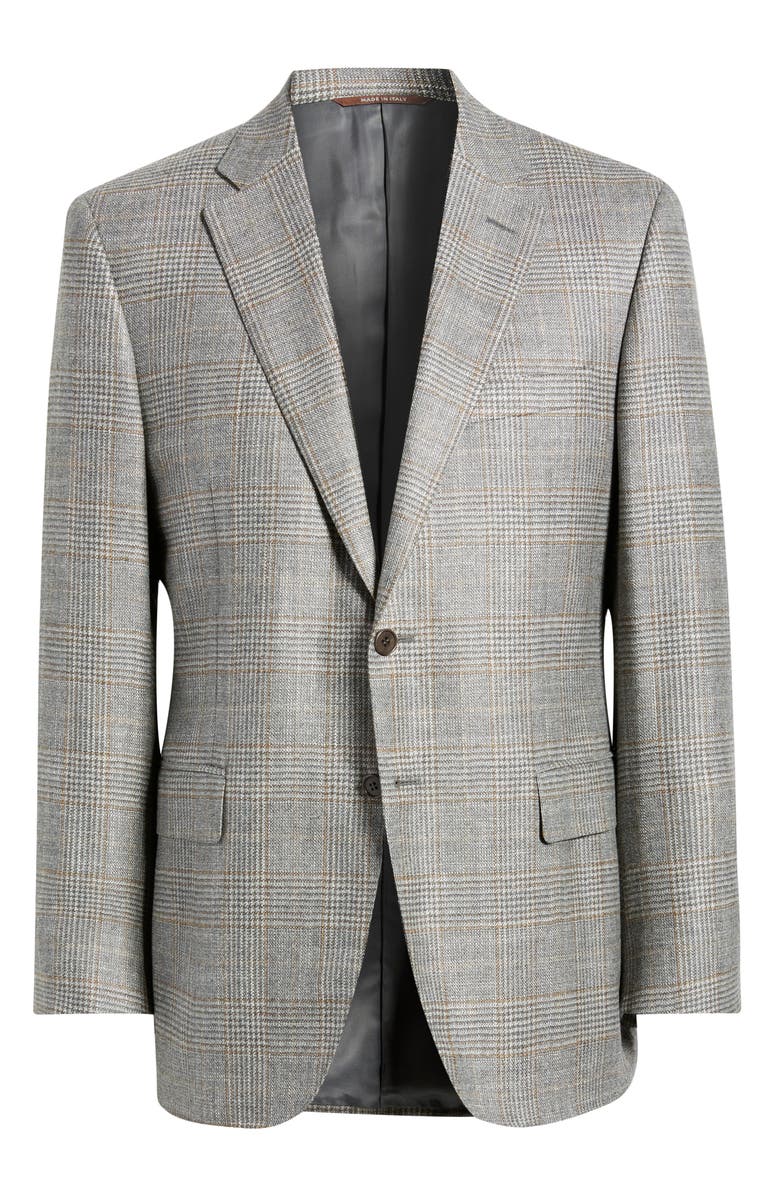 Canali Siena Regular Fit Grey Glen Check Wool & Silk Blend Sport Coat, Alternate, color, Grey
