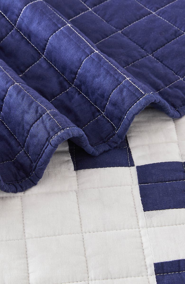 MELANGE HOME Irish Chain Patchwork Quilt Set, Alternate, color, Blue