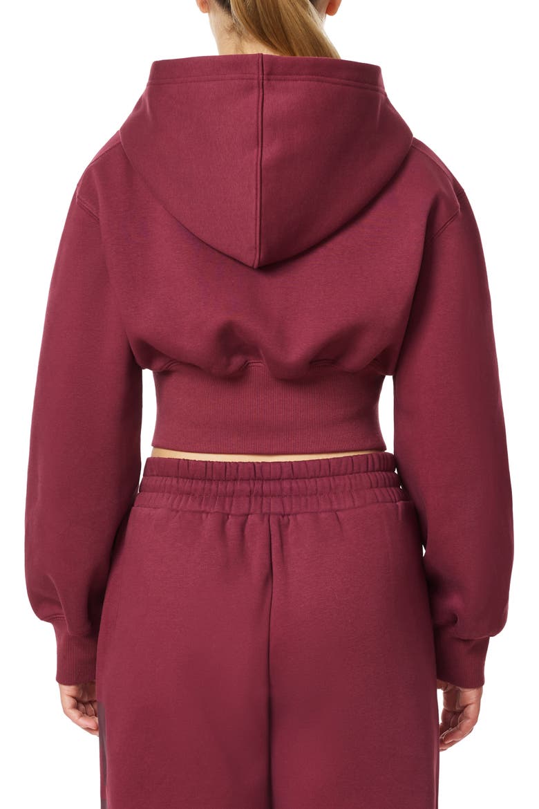 Graphic Cropped Full Zip Hoodie, Alternate, color, BURGUNDY
