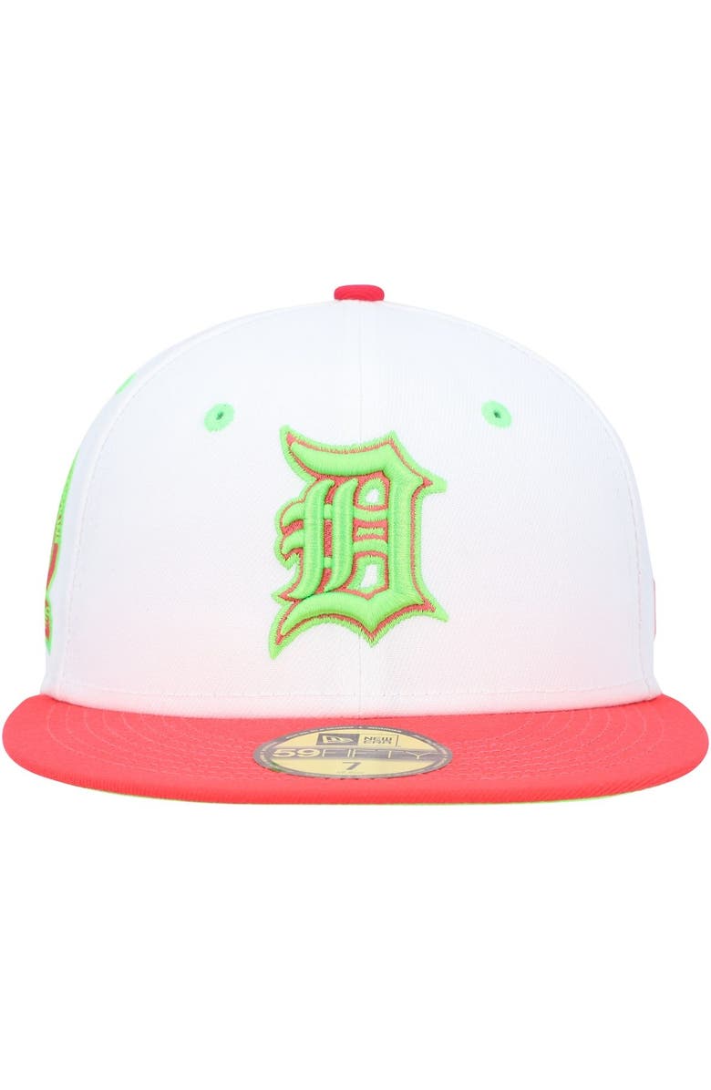 New Era Men's New Era White/Coral Detroit Tigers 1968 World Series Strawberry Lolli 59FIFTY Fitted Hat, Alternate, color, White