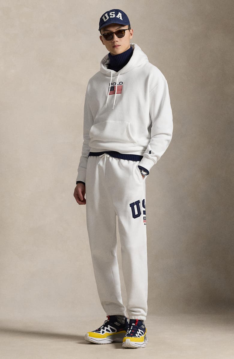 Polo Ralph Lauren Flag Fleece Pullover Hoodie, Alternate, color, White
