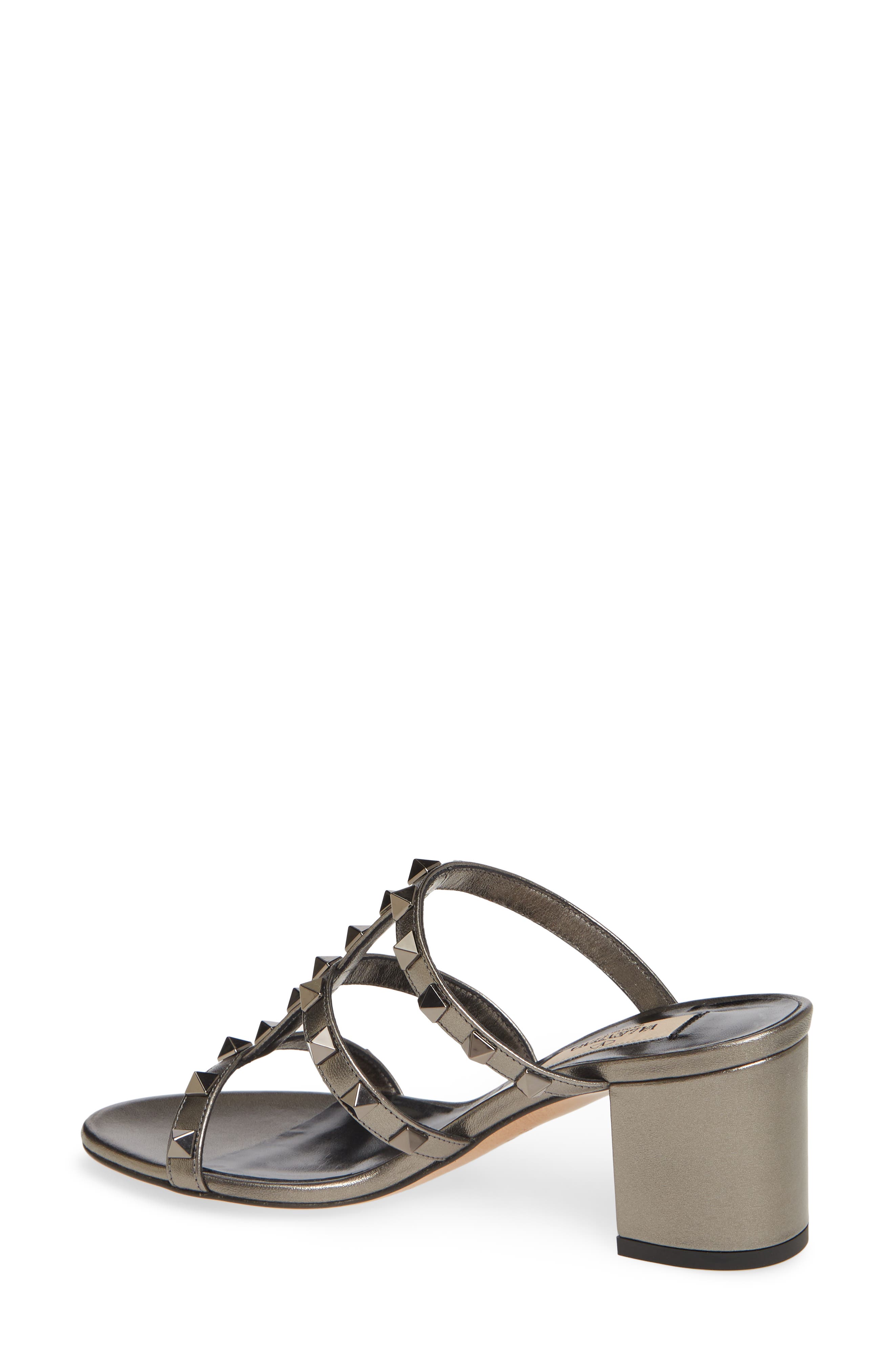 Valentino Garavani Rockstud Strappy Block Heel Slide Sandal, Alternate, color, 