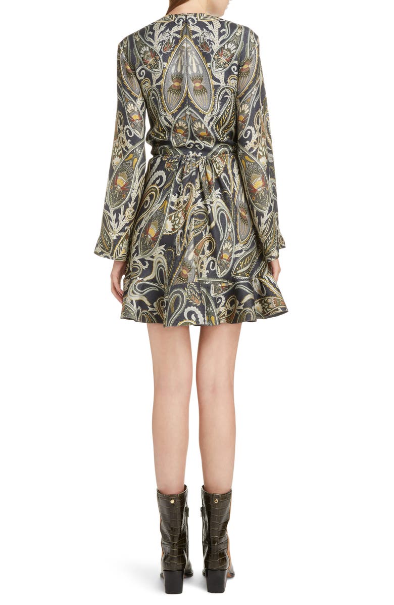 Chloé Paisley Silk Blend Minidress, Alternate, color, 