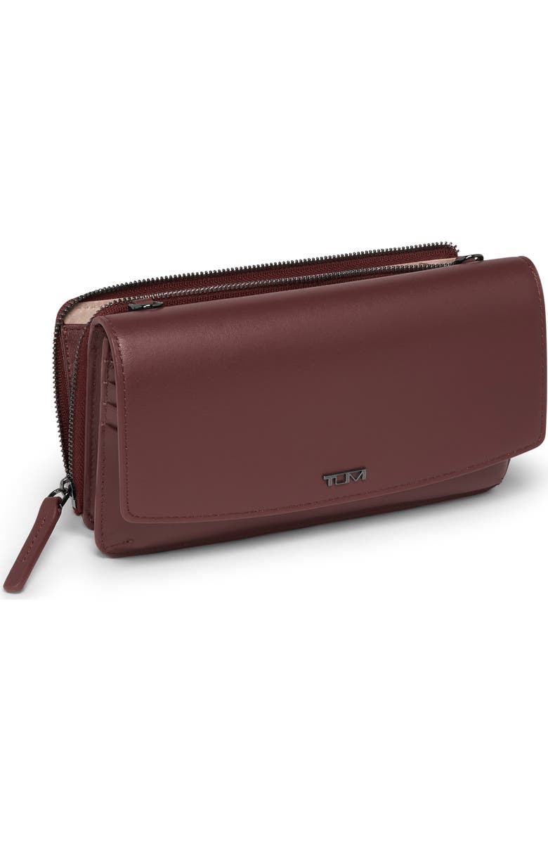 TUMI Leather Crossbody Wallet, Alternate, color, Cabernet