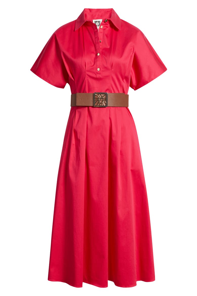 Pleated Shirtdress, Alternate, color, GRENADINE