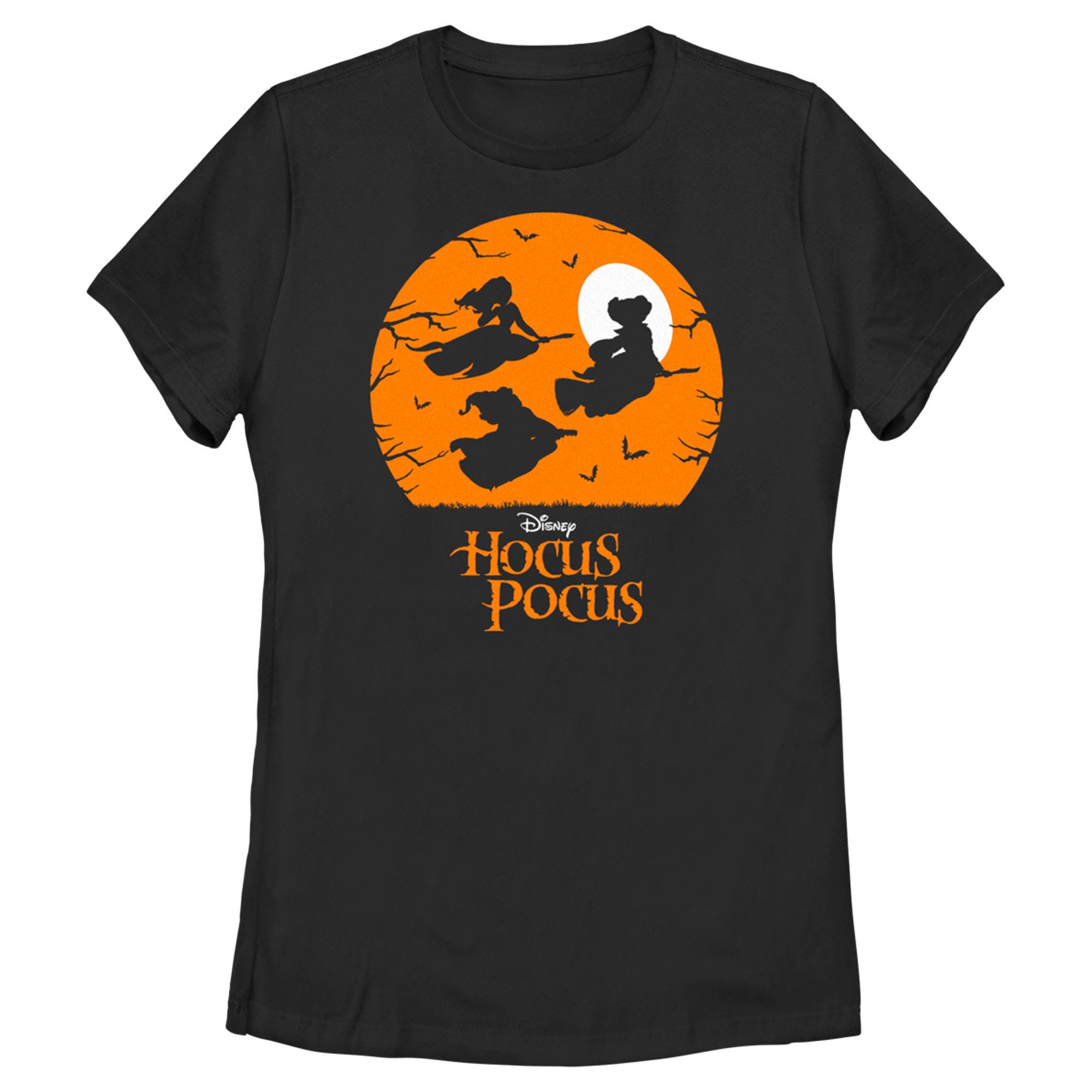 Women's Hocus Pocus Witch Silhouette  Graphic T-Shirt in Black 