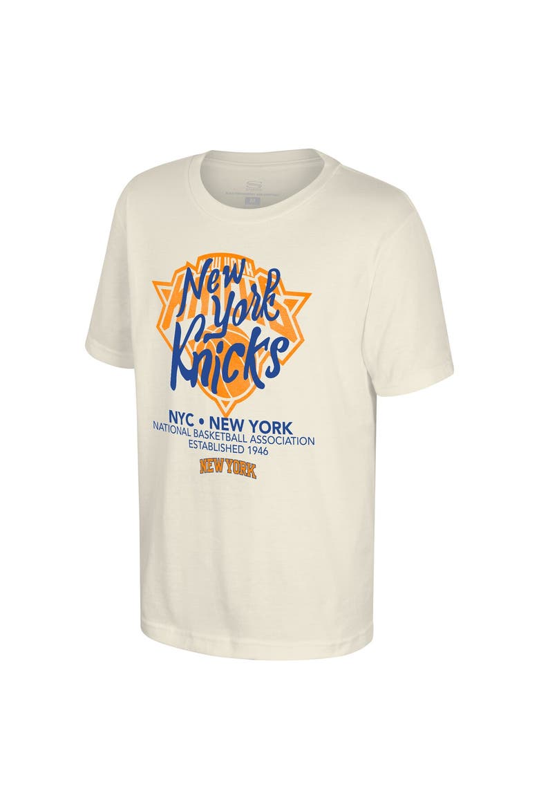 Youth Stadium Essentials Natural New York Knicks Wallscript T-Shirt, Alternate, color, Natural