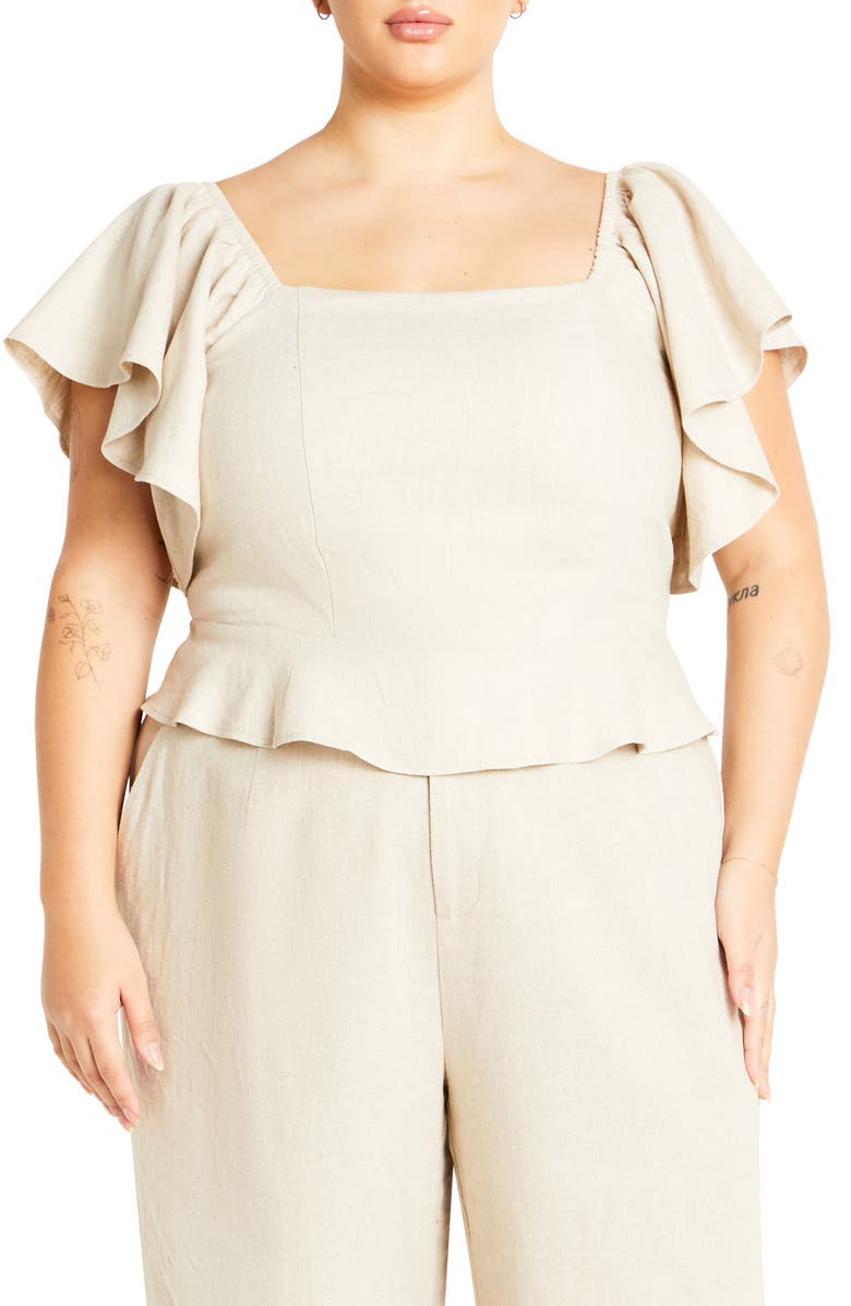 City Chic Samara Crop Top, Main, color, Stone
