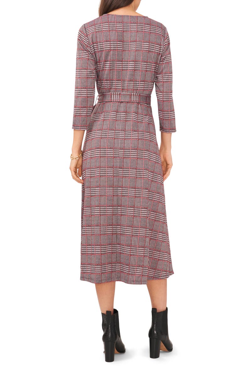Chaus Plaid Jacquard Tie Waist Midi Dress, Alternate, color, 