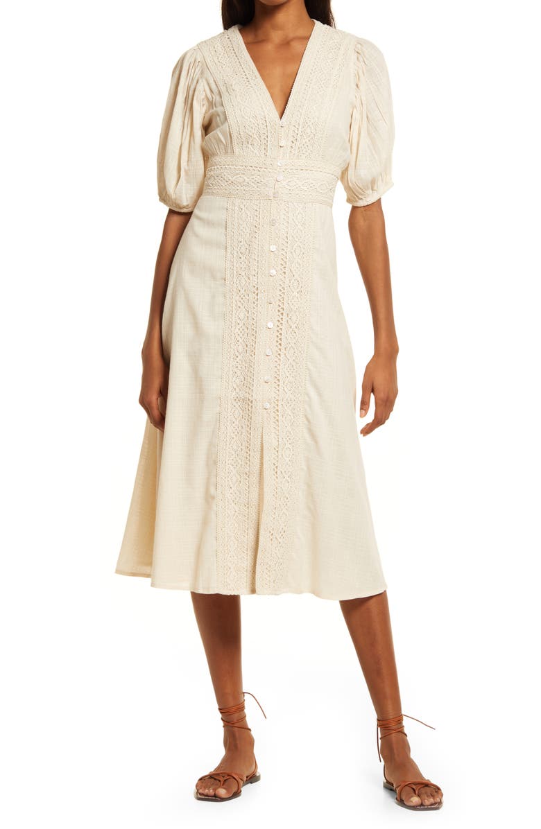 Cleobella Magnolia Button Front Midi Dress, Main, color, 