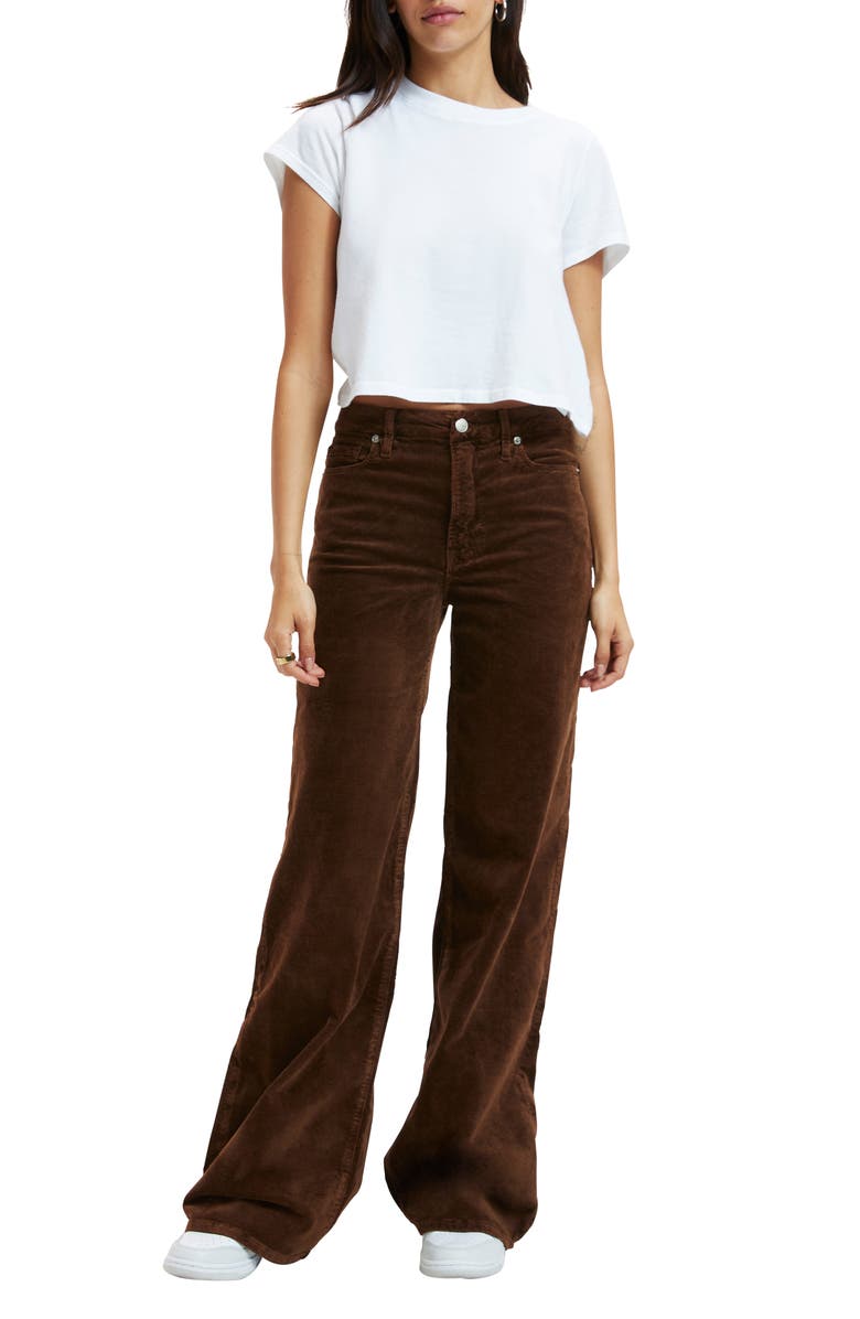 Good American Good Skate High Waist Wide Leg Corduroy Pants, Main, color, 