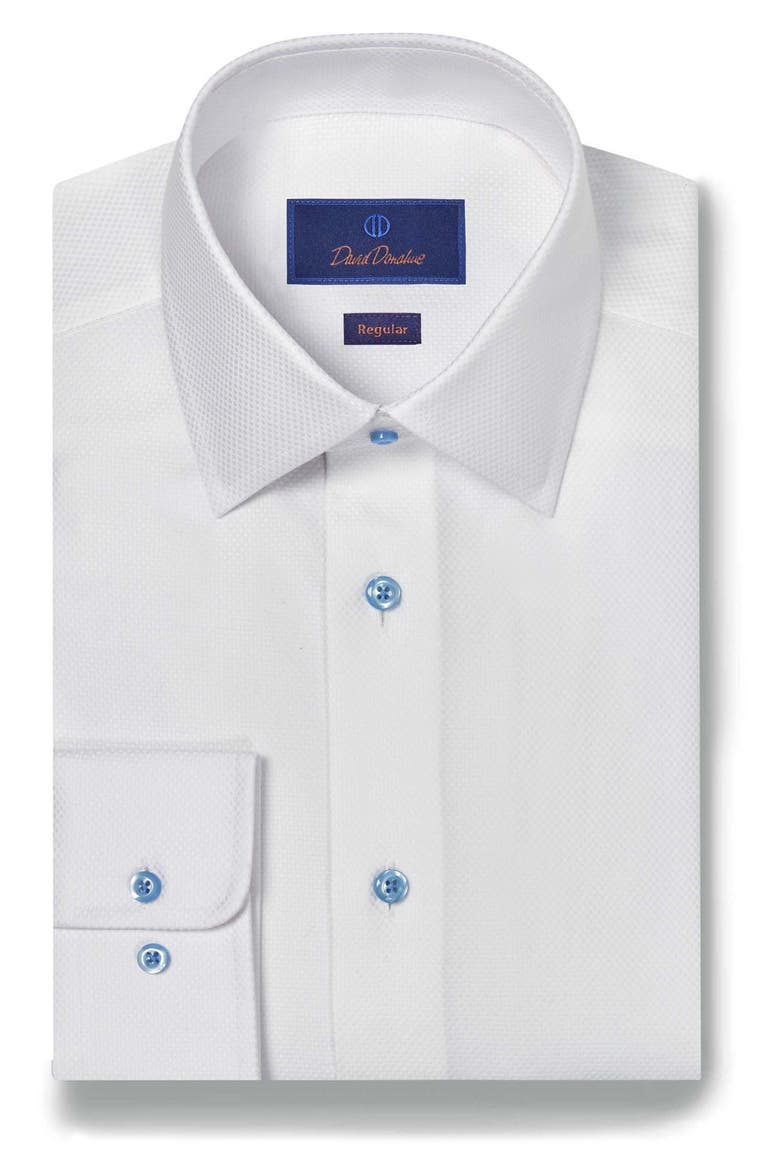 Regular Fit Contrast Button Dobby Dress Shirt, Main, color, WHITE/ WHITE