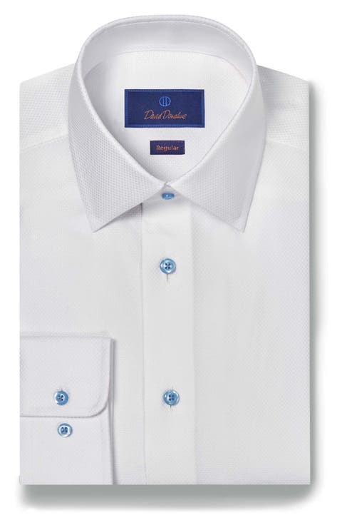 Regular Fit Contrast Button Dobby Dress Shirt