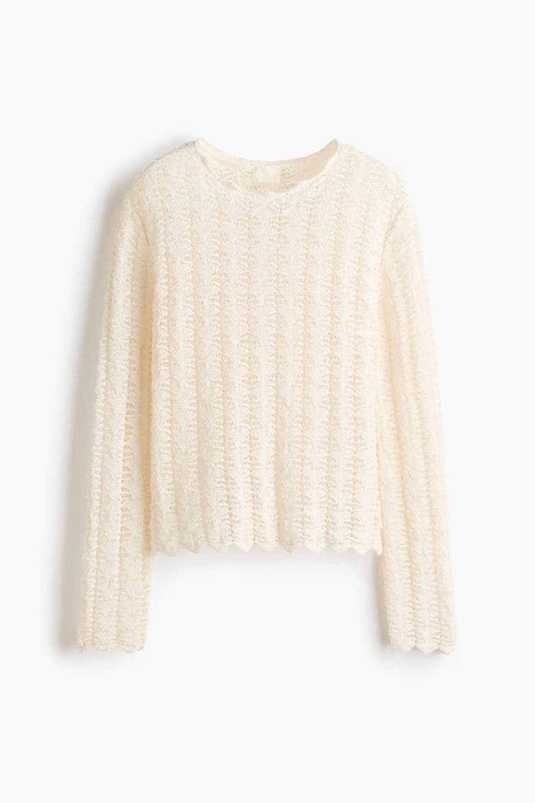 Pointelle-knit Jumper, Alternate, color, Cream