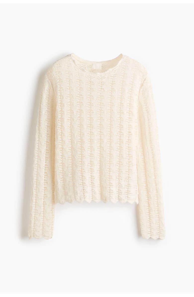 H&M Pointelle-knit Jumper, Main, color, Cream