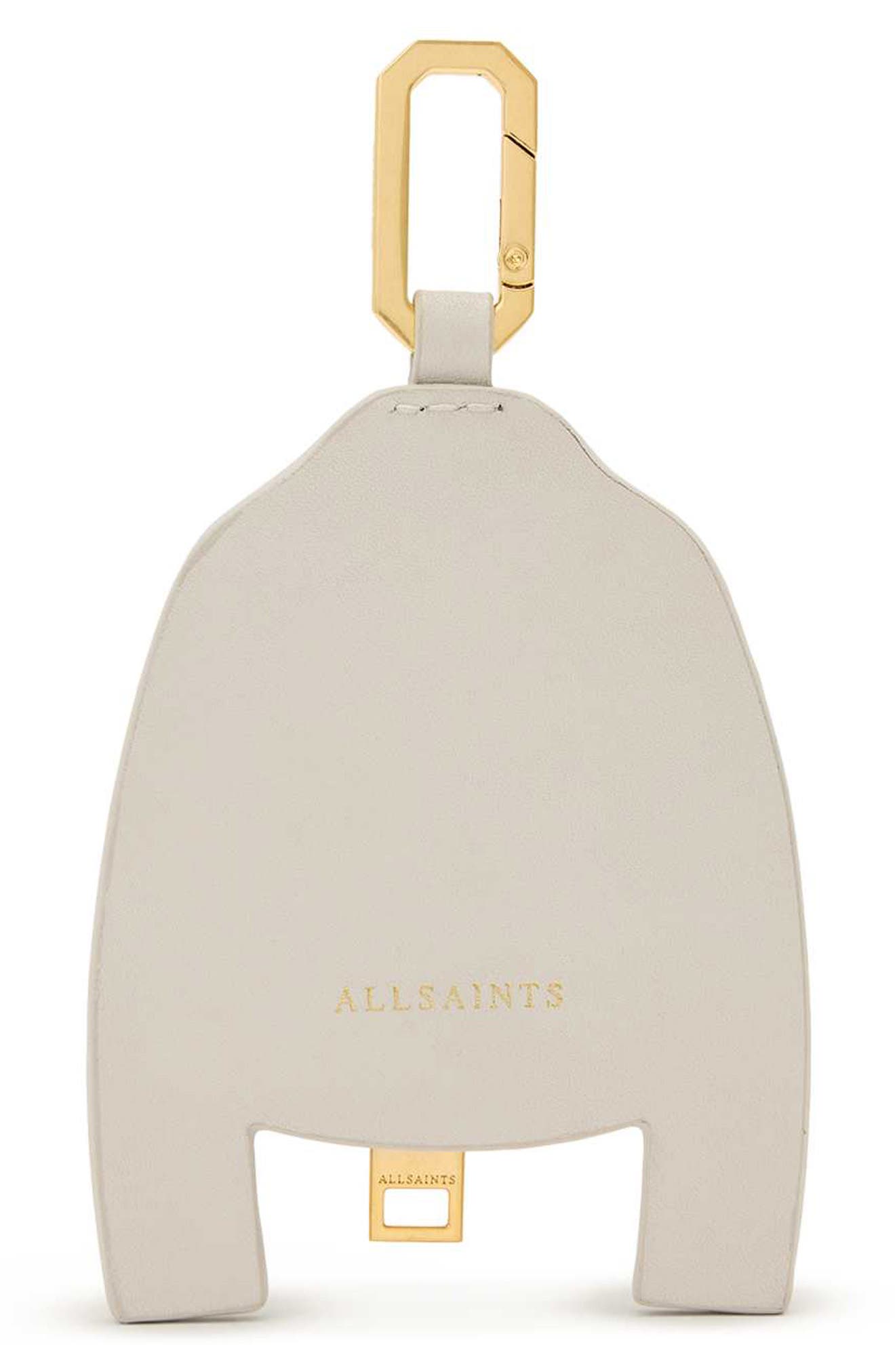 Dalby Leather Jacket Keyring, Alternate, color, IVORY WHITE/ GOLD