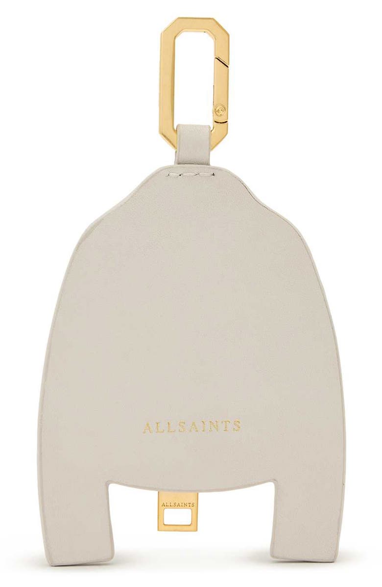 AllSaints Dalby Leather Jacket Keyring, Alternate, color, Ivory White/ Gold