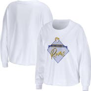 WEAR by Erin Andrews Women's WEAR by Erin Andrews White Los Angeles Rams Domestic Cropped Long Sleeve T-Shirt
