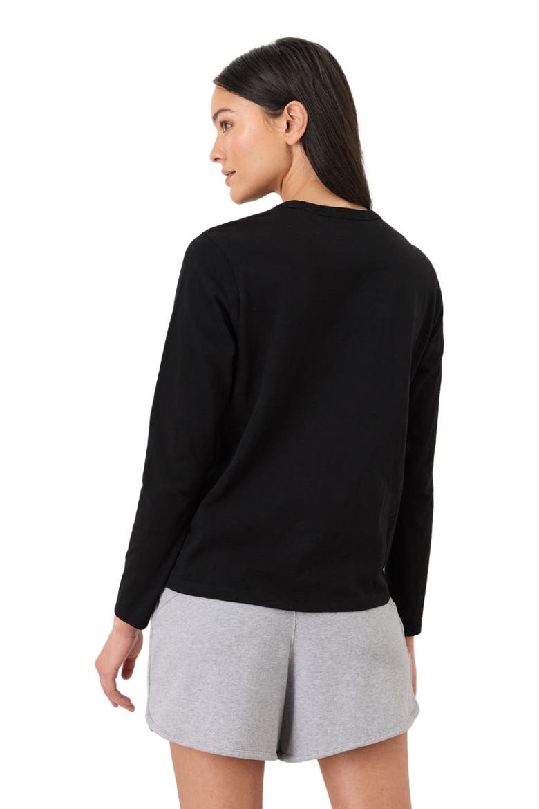Organic Cotton Soft-Slub Essential Crewneck Long Sleeve Tee, Alternate, color, Black