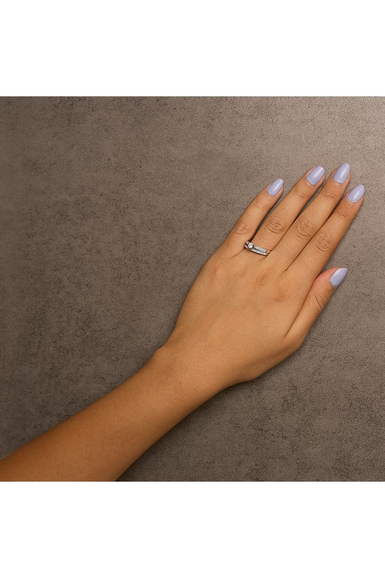 Silver 1/3 Cttw Diamond Engagement Ring Bridal Set with Milgrain, Alternate, color, White