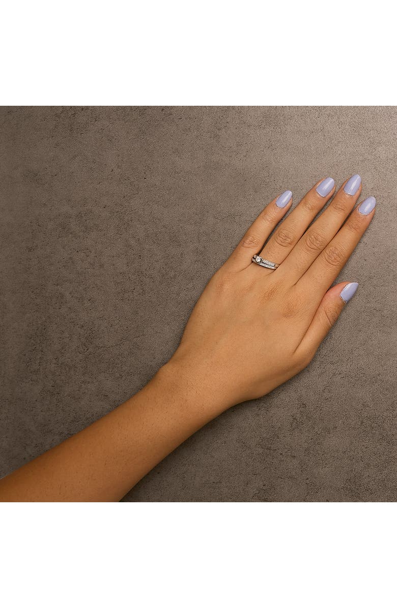 Haus of Brilliance Silver 1/3 Cttw Diamond Engagement Ring Bridal Set with Milgrain, Alternate, color, White