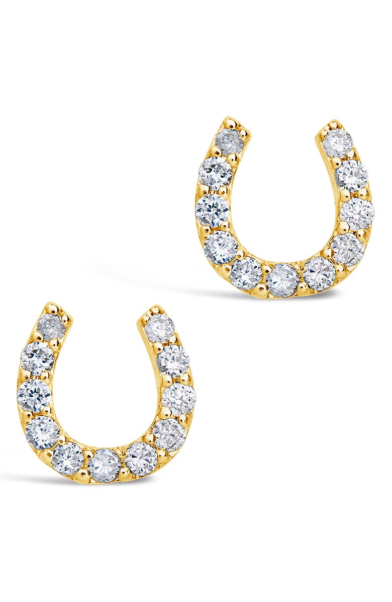 STERLING FOREVER FINE SF FINE 14K Gold Diamond Horseshoe Stud Earrings - 0.1 ctw, Main, color,
