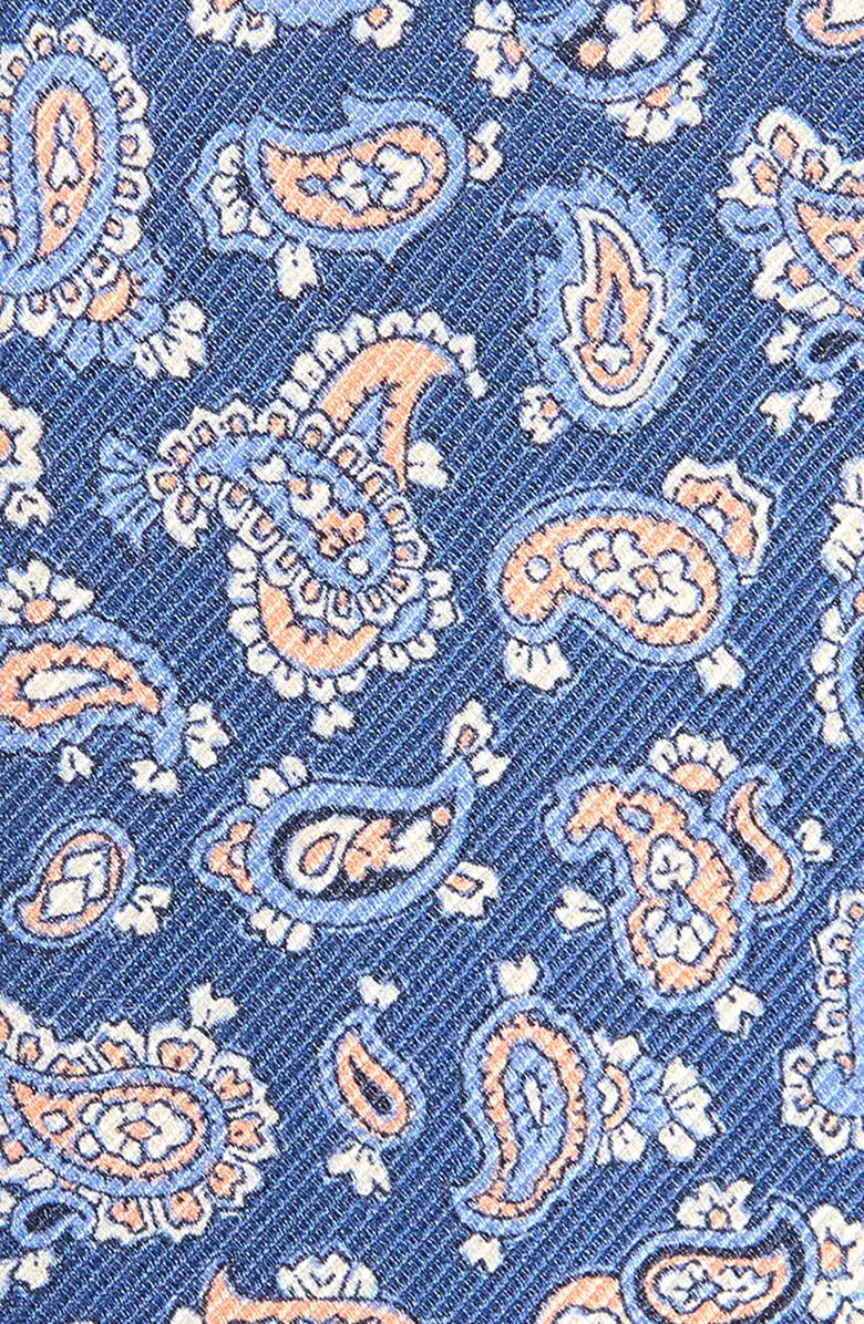 David Donahue Paisley Print Silk Tie, Alternate, color, Navy