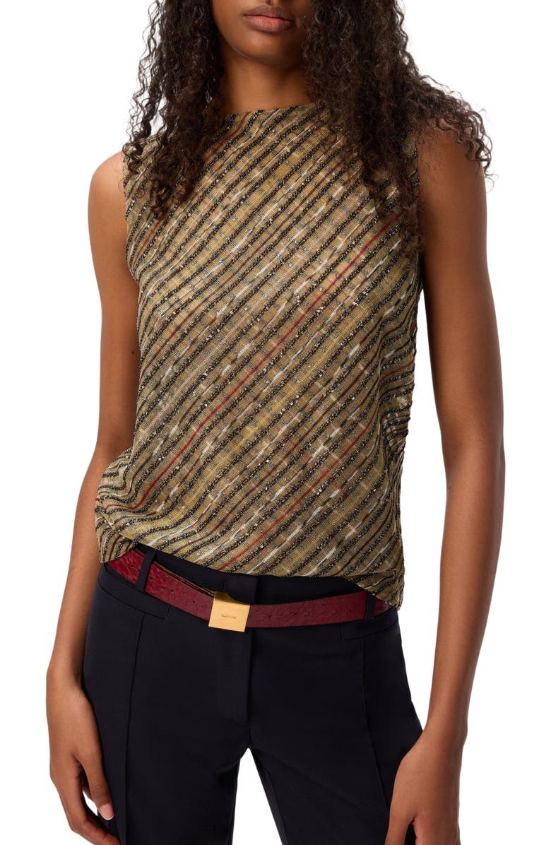 Missoni Criss-cross Tartan Crew Neck Top, Alternate, color, Green 
Gold