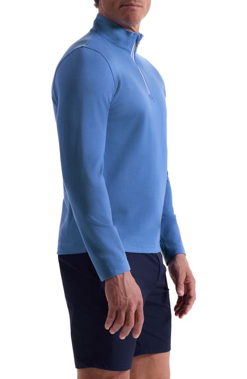 Bugatchi Solid Quarter Zip Pullover In Blue