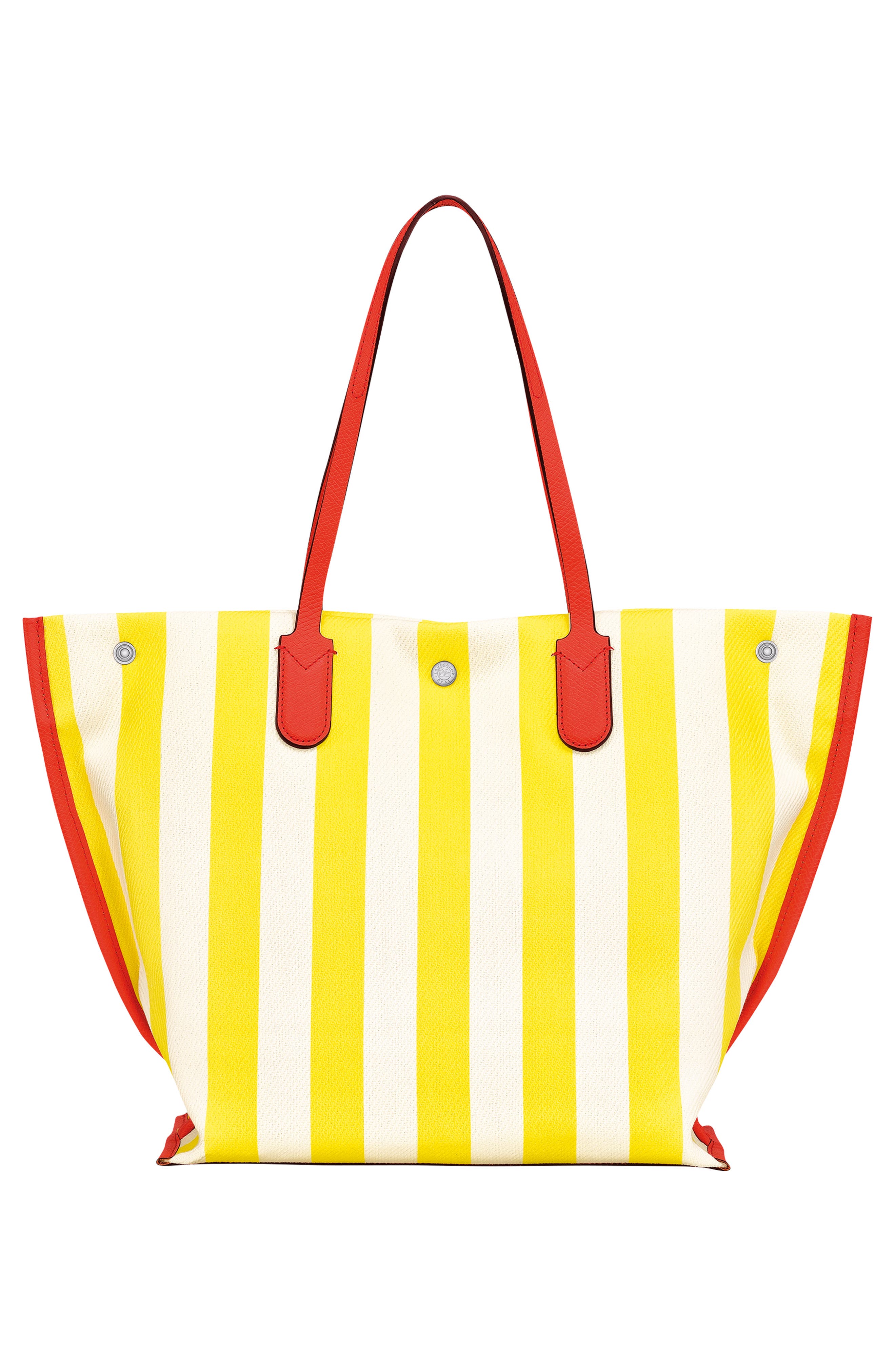 Longchamp Essential Stripe Cotton Canvas Tote Bag, Alternate, color, Yellow/ White
