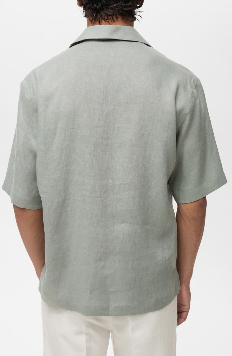 MANGO Short Sleeve Linen Button-Up Shirt, Alternate, color, 