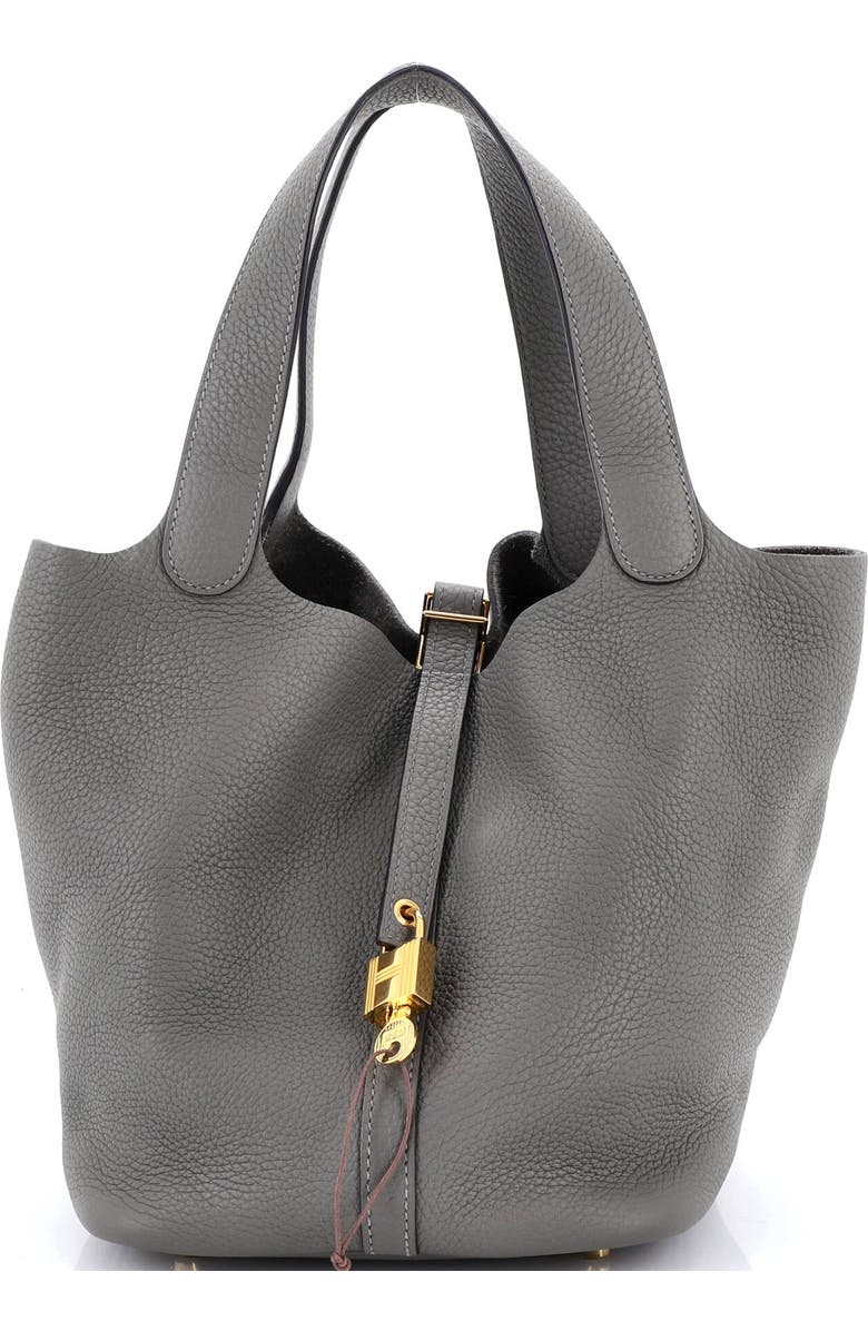 Pre-Owned Hermes Picotin Lock Bag Clemence MM, Main, color, Gris Meyer