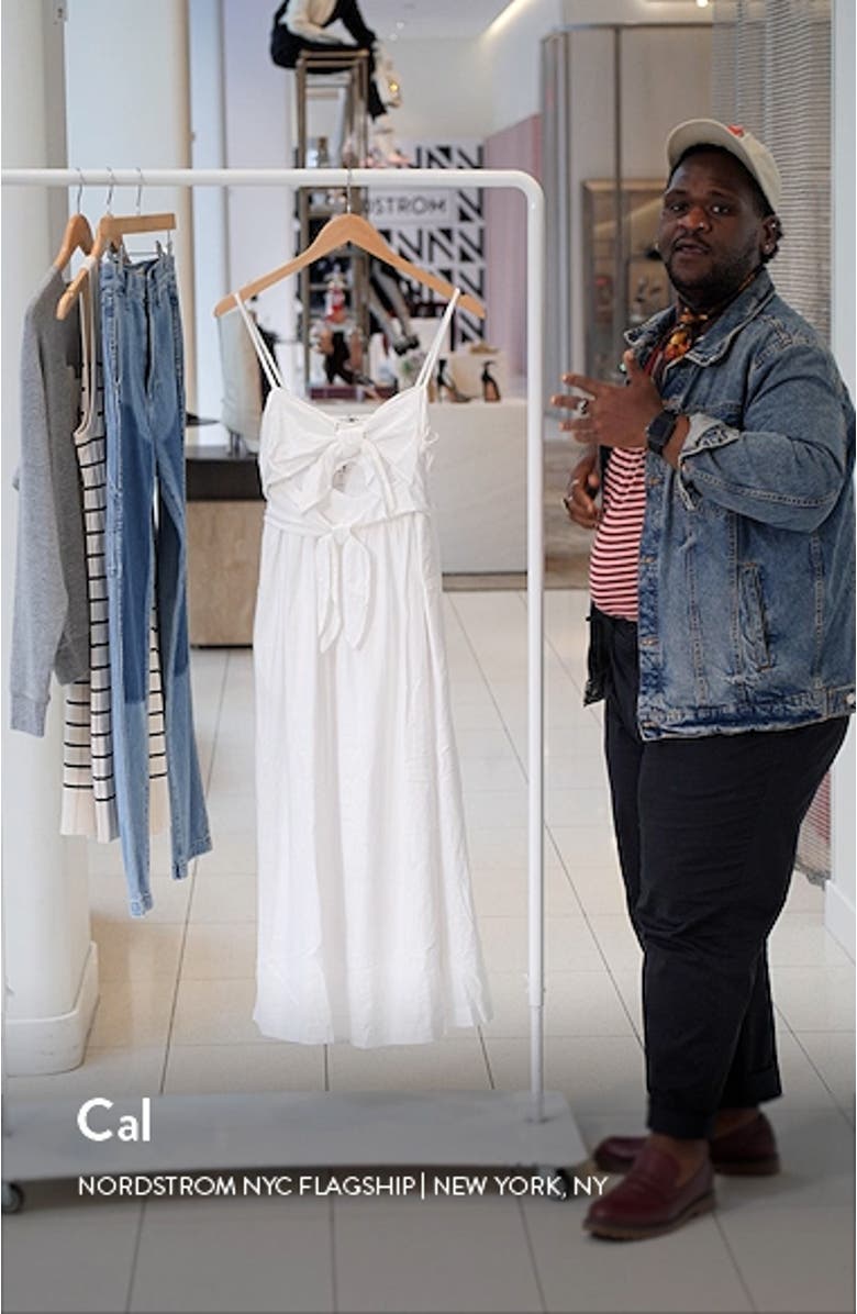 Double Tie Cutout Sweetheart Linen Blend Midi Dress, sales video thumbnail