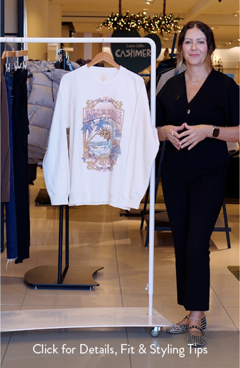 Seaside Dreams Fleece Crewneck Graphic Sweatshirt, sales video thumbnail